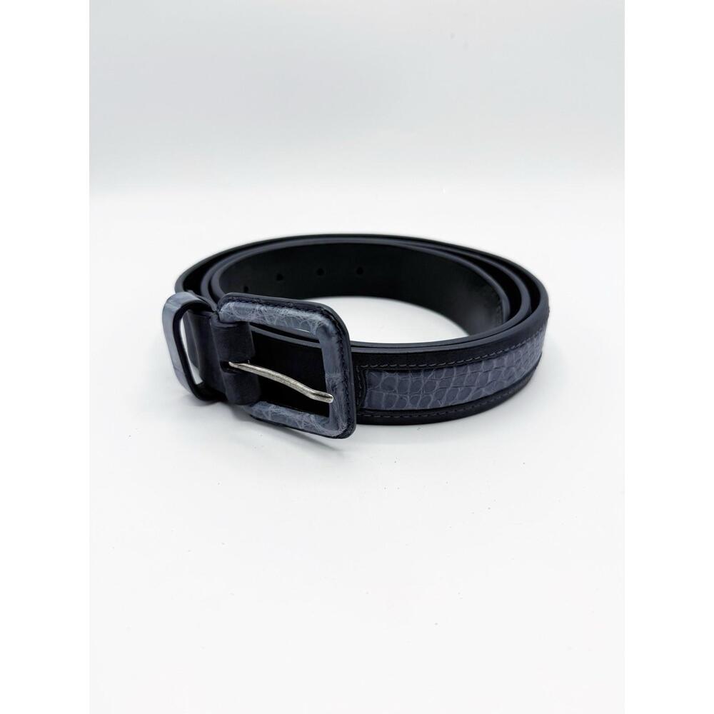 Robert Comstock Blue Nile Belt‎ Sz 40 Luxury Crocodile Leather New Designer